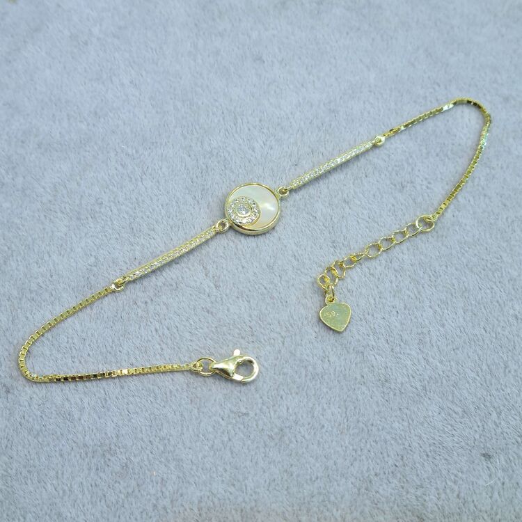 gümüş gold kaplama kollu sedef taşlı bileklik