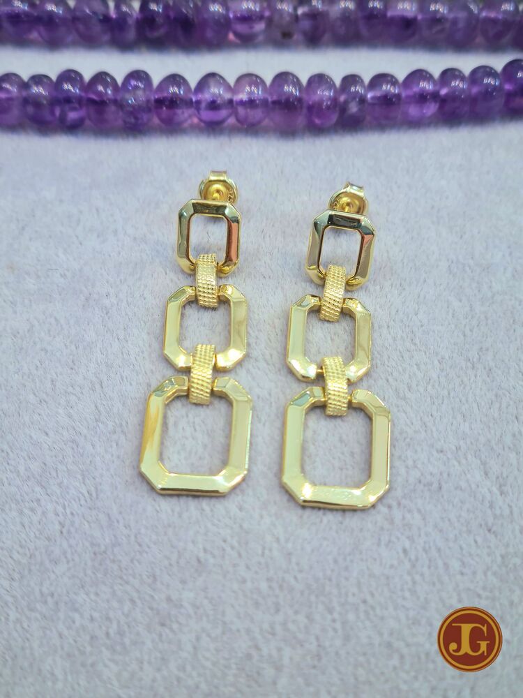 gümüş gold kaplama 3 sıra sallantılı küpe