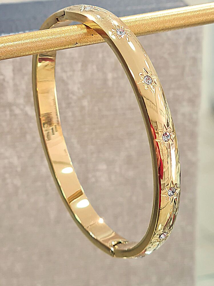 çelik gold kaplama zirkon taşlı kutup yıldızı bilezik