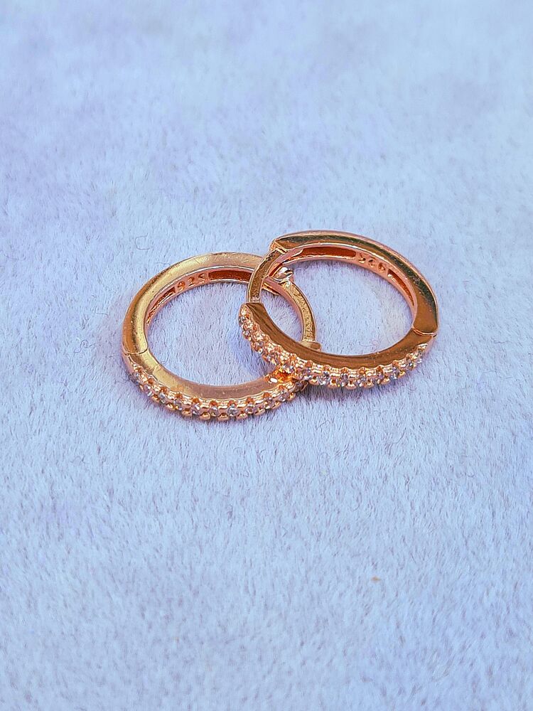4 numara rose kaplama zirkon taşlı halka küpe