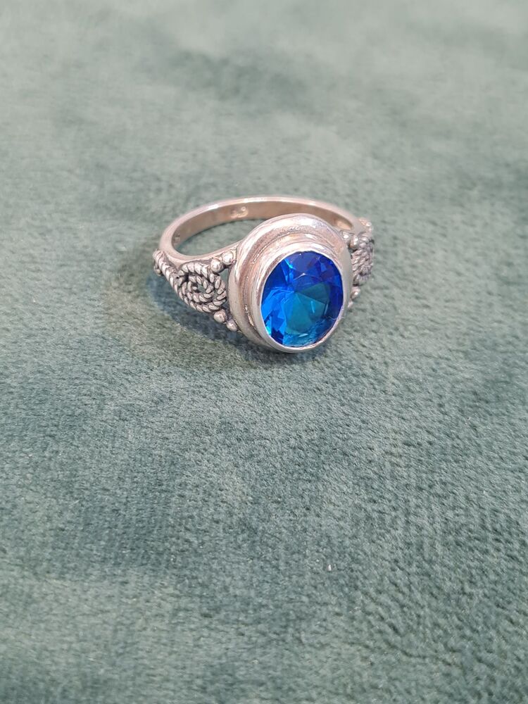 aquamarine el işi gümüş yüzük
