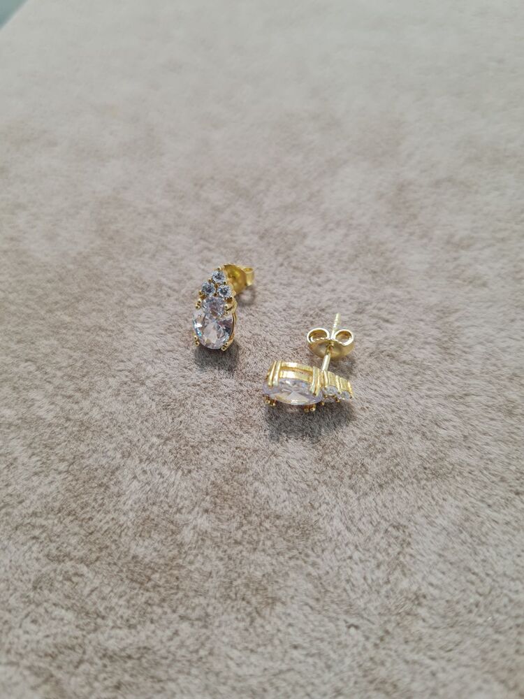 gümüş gold kaplama vidalı küpe