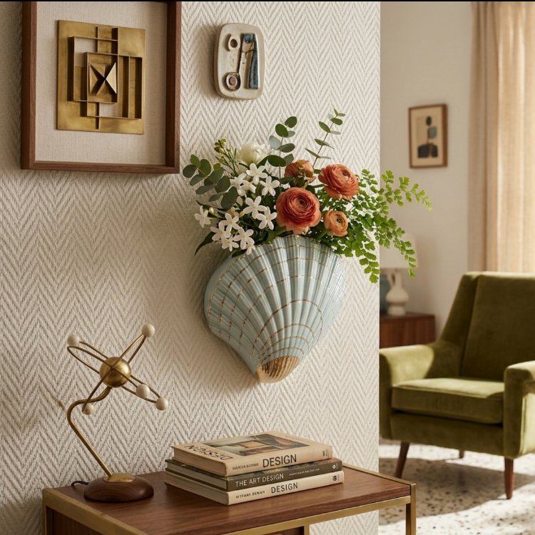 Art Deco İstiridye Duvar Vazosu 