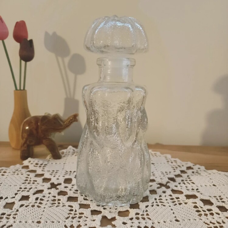 Buzlu Cam Vintage Kapaklı Karaf