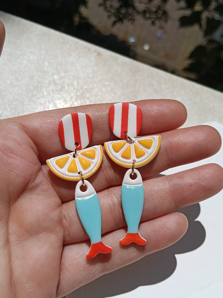 Limonlu Balık Küpe