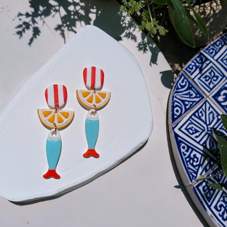 Limonlu Balık Küpe