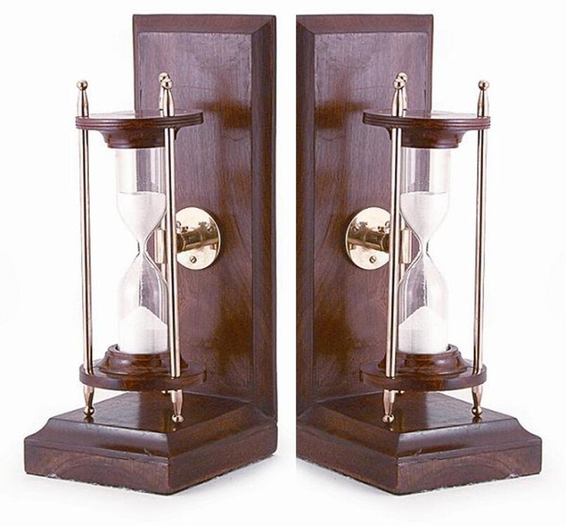 DENİZCİLİK GRUBU-Marine Pirinç Aksesuar-KİTAP STOP KUM SAATİ-21x26x9 CM-JTTR31445