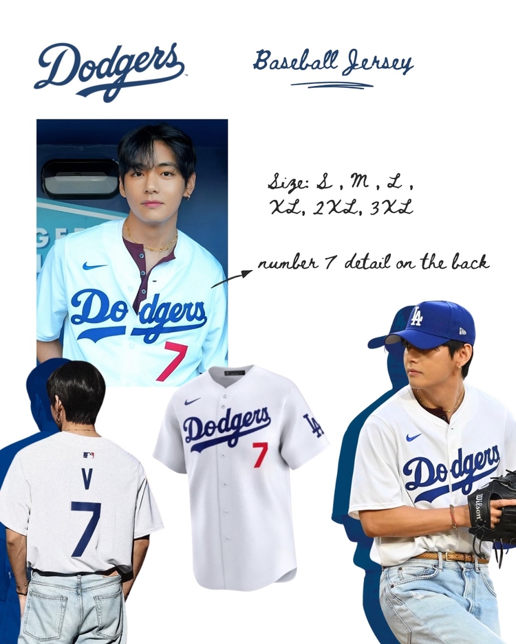 Taehyung Dodgers Düğmeli Forma STOKTA