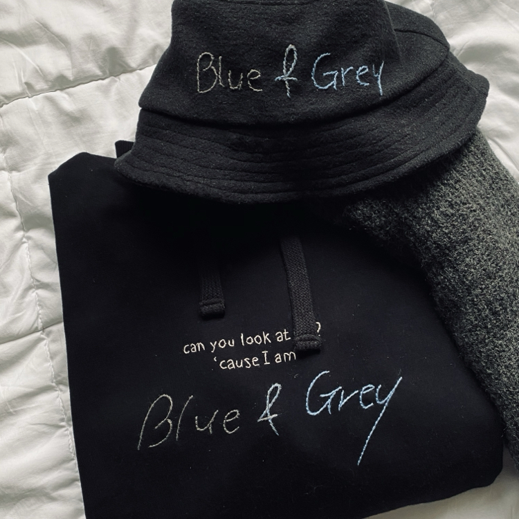 Blue and Grey Hoodie/Crewneck Sweatshirt