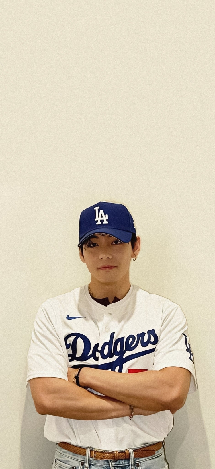Taehyung Dodgers Düğmeli Forma STOKTA