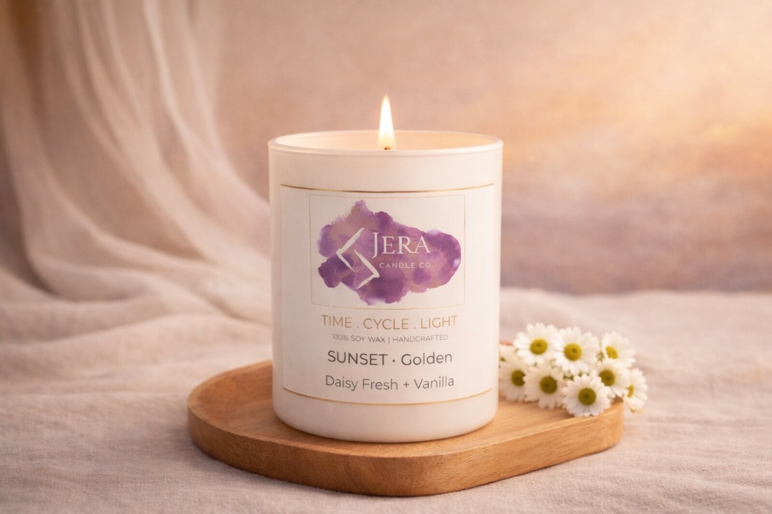 SUNSET - Golden | Daisy Fresh + Vanilla | %100 Doğal Soya ve Hindistan Cevizi Mum