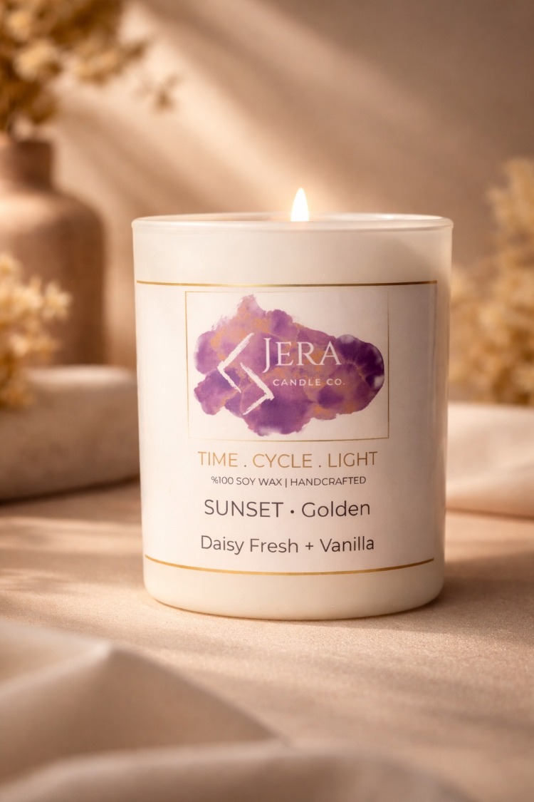 SUNSET - Golden | Daisy Fresh + Vanilla | %100 Doğal Soya ve Hindistan Cevizi Mum