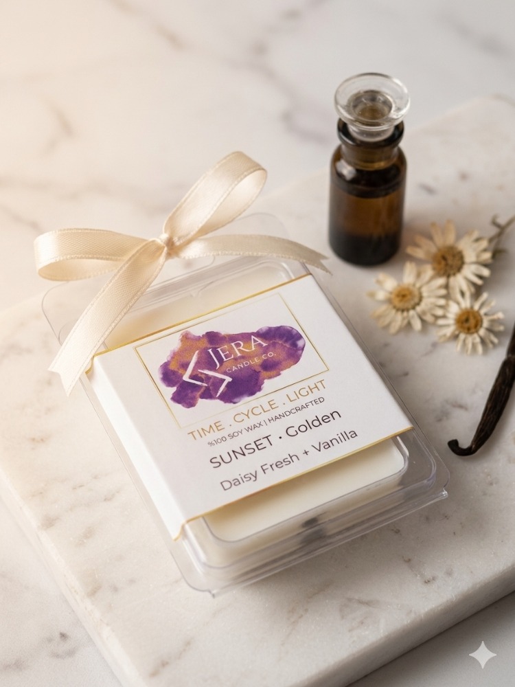 Jera SUNSET Soya Wax Melt ( 6'lı )- Daisy Fresh & Vanilla Kokulu Doğal Aromaterapi Mum Tabl