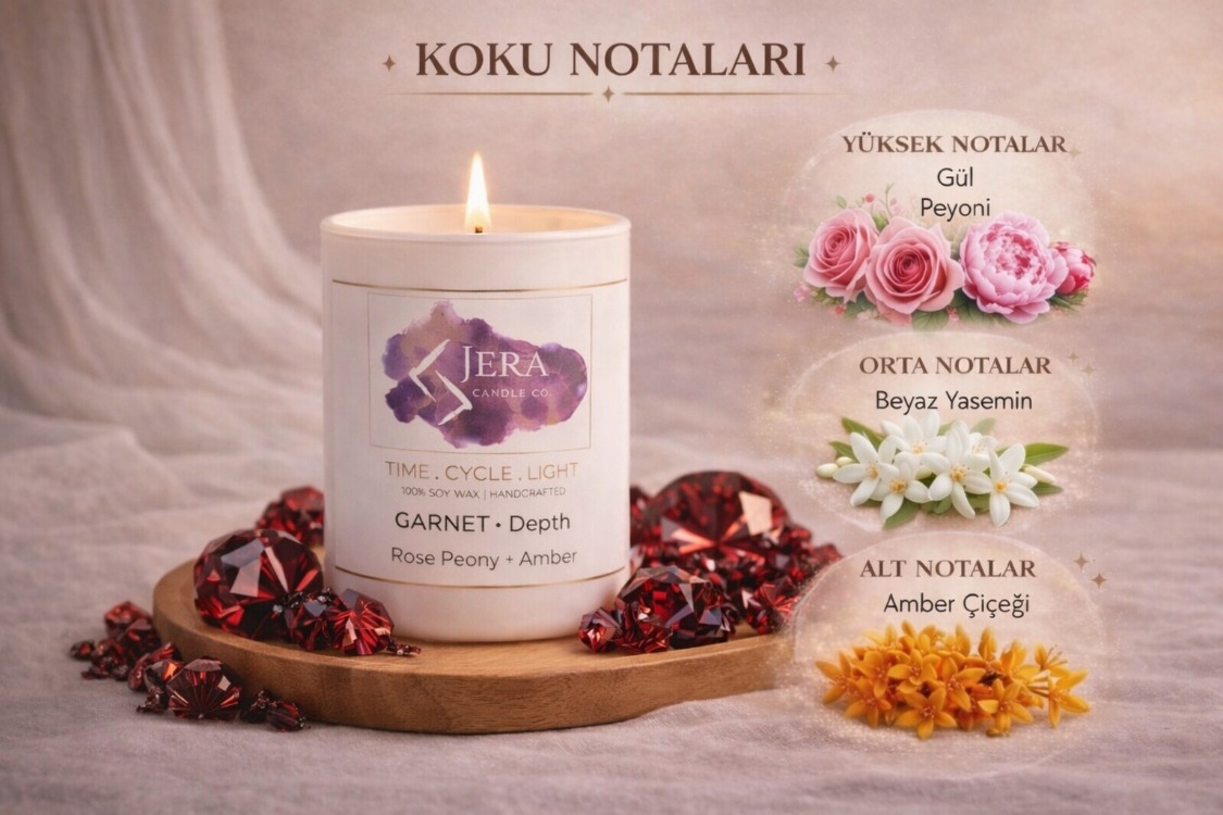 GARNET - Depth | Rose Peony + Amber | %100 Doğal Soya ve Hindistan Cevizi Mum
