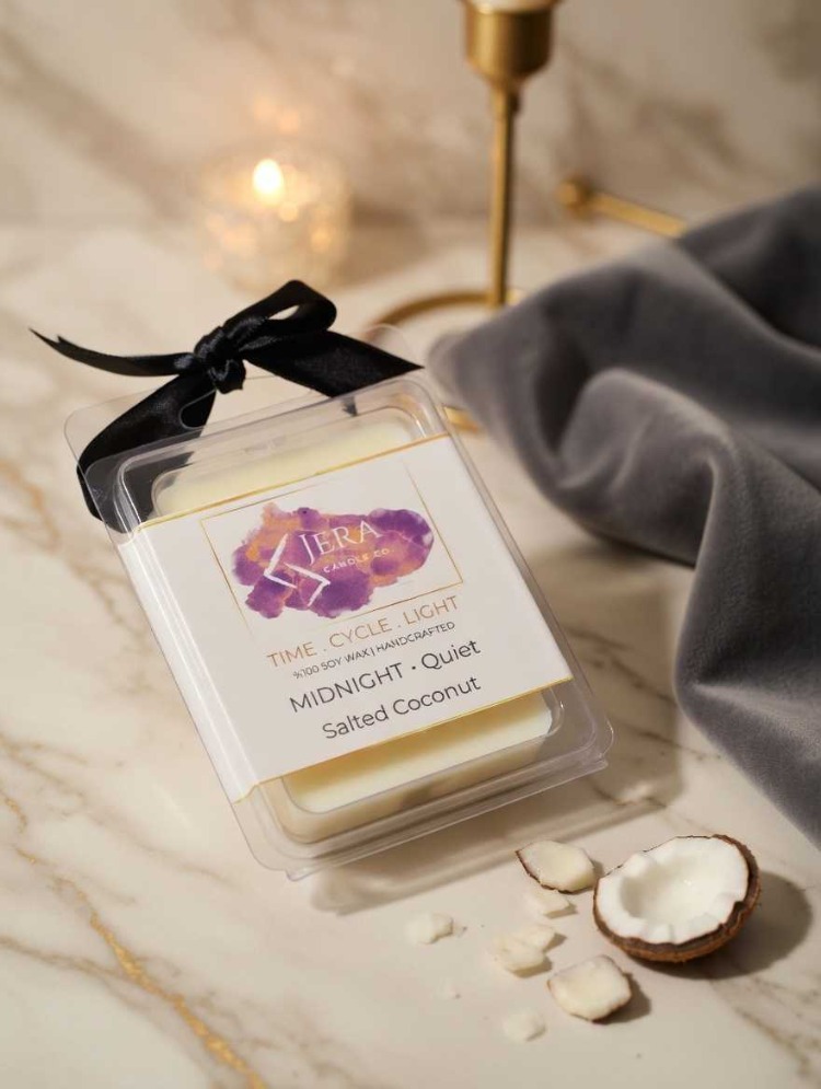 Jera MIDNIGHT Soya wax Melt (6'lı) - Salted Coconut & Oud Kokulu Doğal Mum Tablet
