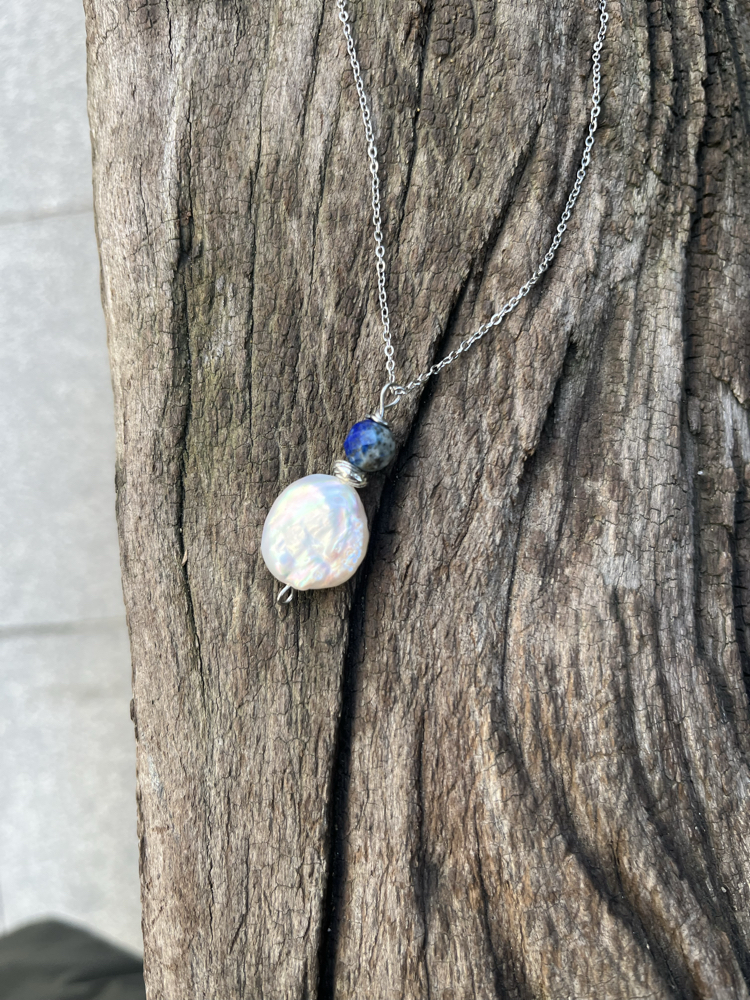 İnci ve Lapis Lazuli Kolye