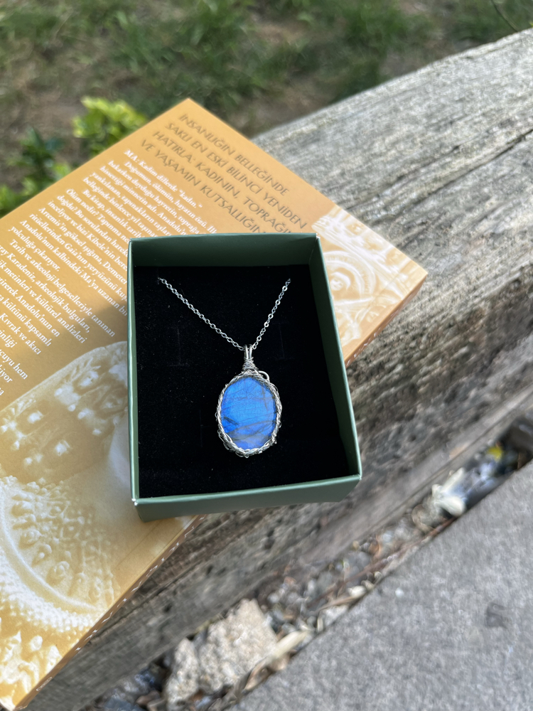 Blue Rose Labradorit Kolye | Çelik