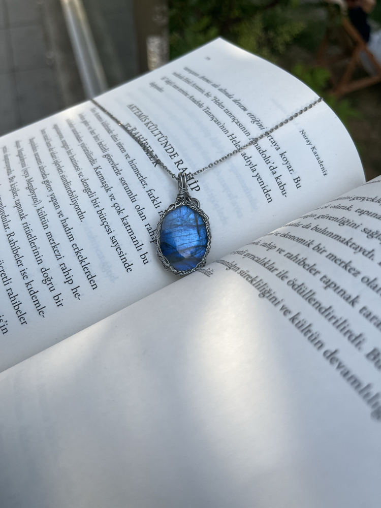 Blue Rose Labradorit Kolye | Çelik