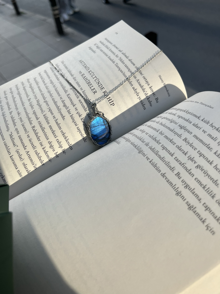 Blue Rose Labradorit Kolye | Çelik