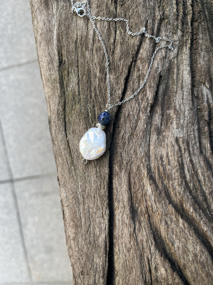 İnci ve Lapis Lazuli Kolye