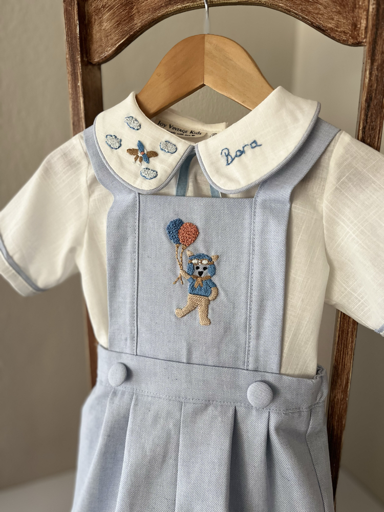 Bebe mavisi keten takım