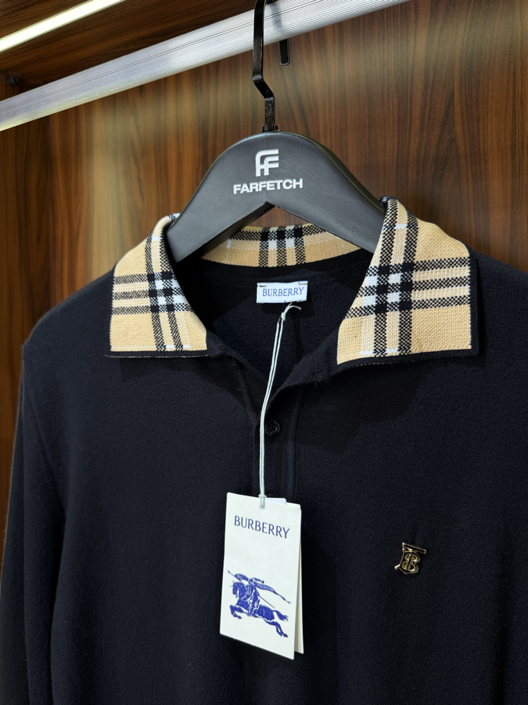 Burberry Polo Yaka  Premium Pamuk Sweatshirt T-1