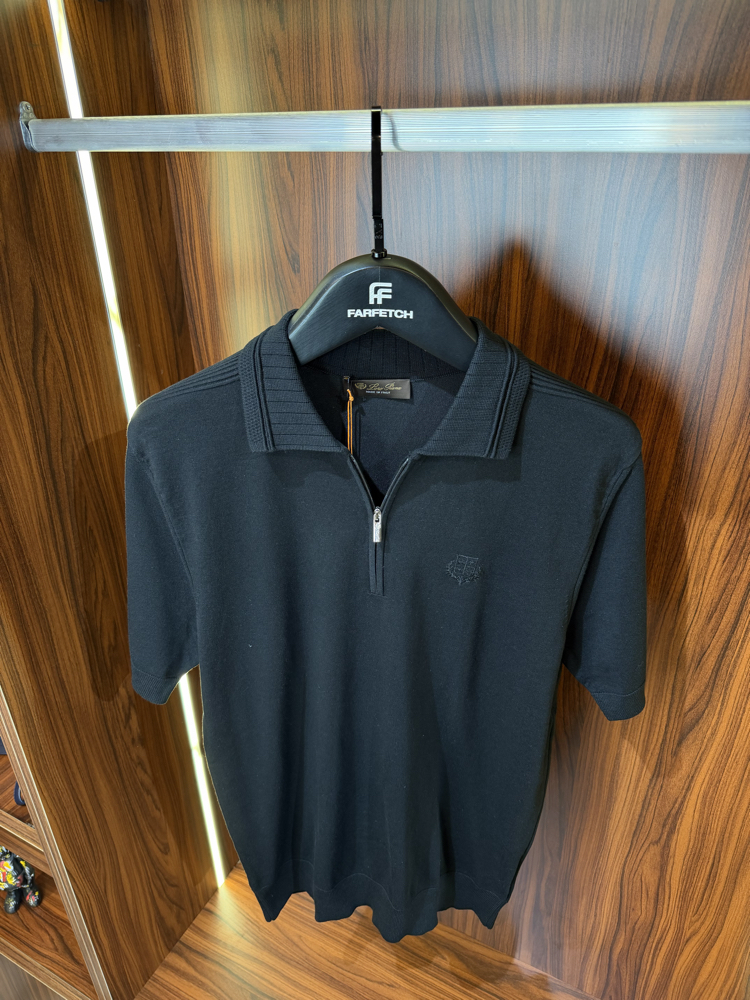 Loro Piana Yarım Fermuarlı Polo Yaka Premium Triko Tshirt T-1