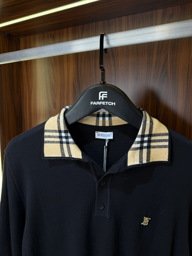 Burberry Polo Yaka  Premium Pamuk Sweatshirt T-1