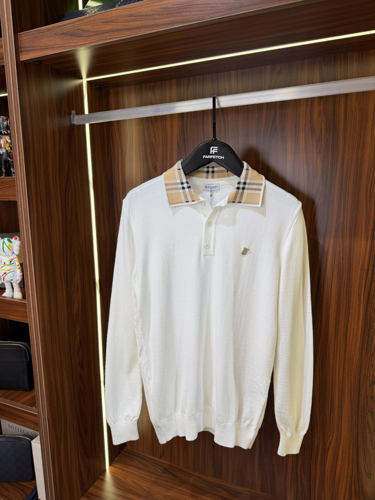 Burberry Polo Yaka Premium Pamuk Sweatshirt T-1