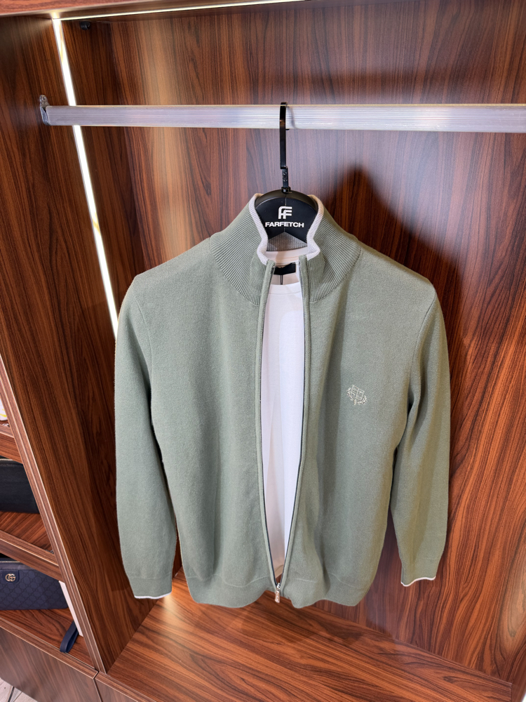 Loro Piana Premium Pamuk Tam Fermuarlı Hırka T-1