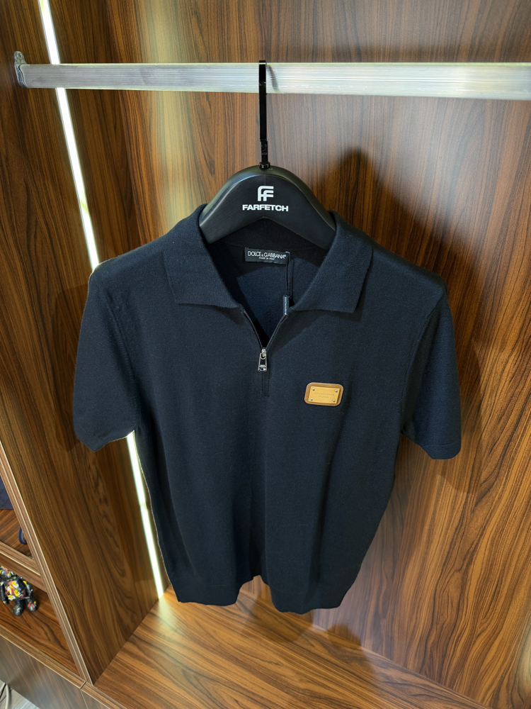 Dolce Gabbana Yarım Fermuarlı Polo Yaka Premium Triko Tshirt T-1