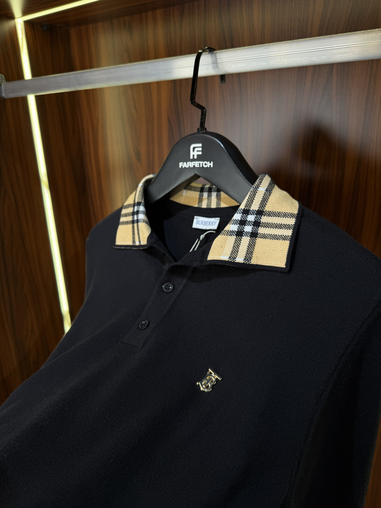 Burberry Polo Yaka  Premium Pamuk Sweatshirt T-1