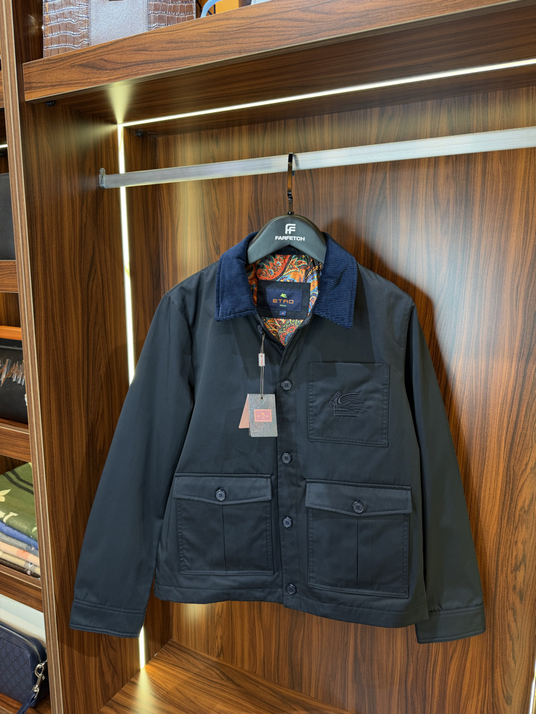 Etro Lacivert Logo Nakışlı Mont T-1