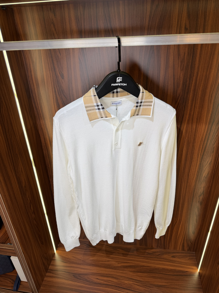 Burberry Polo Yaka Premium Pamuk Sweatshirt T-1