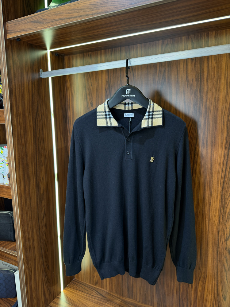 Burberry Polo Yaka  Premium Pamuk Sweatshirt T-1