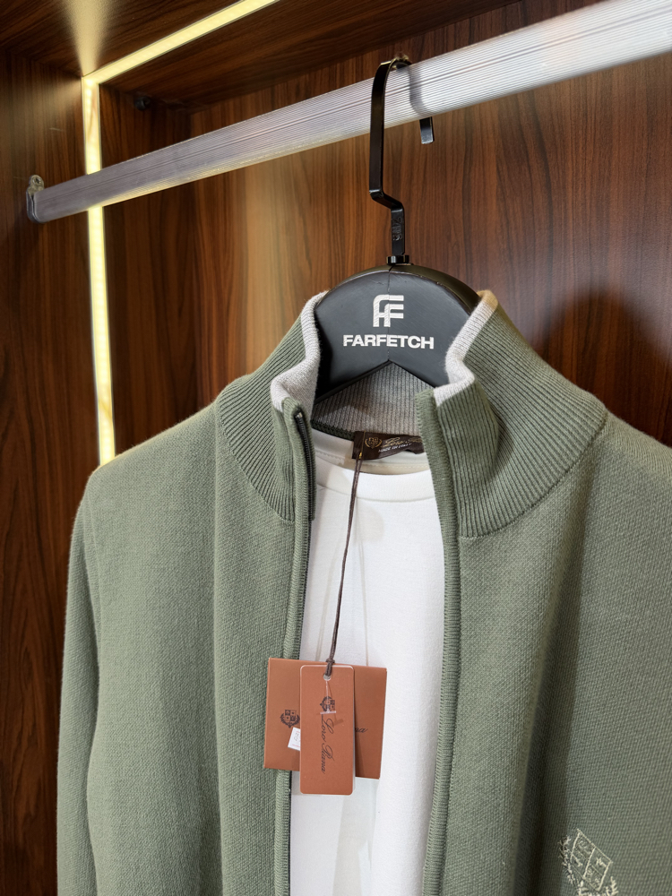 Loro Piana Premium Pamuk Tam Fermuarlı Hırka T-1