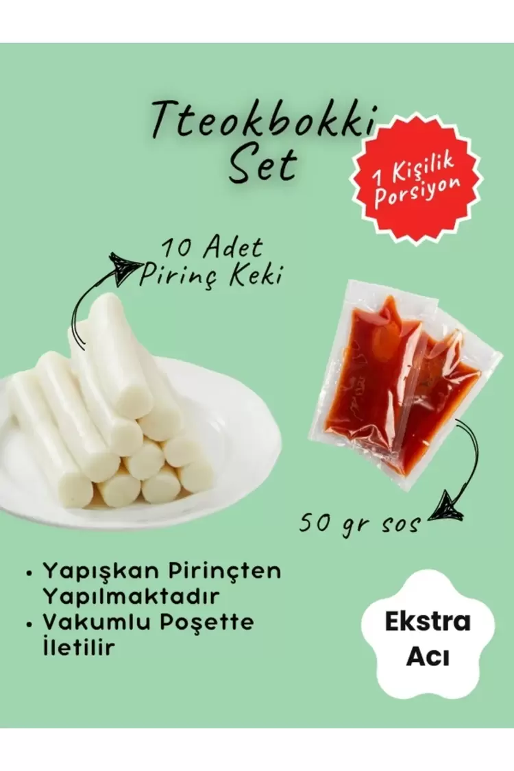 Ekstra Acı Tteokbokki Seti - Pirinç Keki ve Ekstra Acı Sos