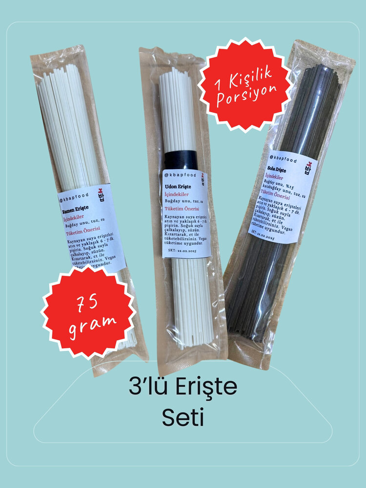 3’lü Erişte Seti - Udon, Soba, Ramen - 75. gr