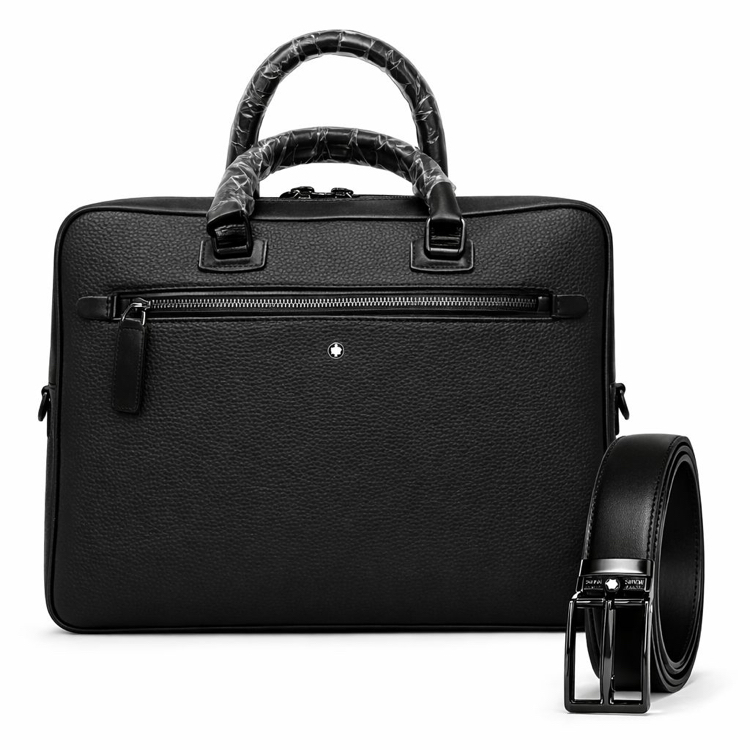 Montblanc Meisterstück Soft Grain Leather Briefcase & Belt Set Black