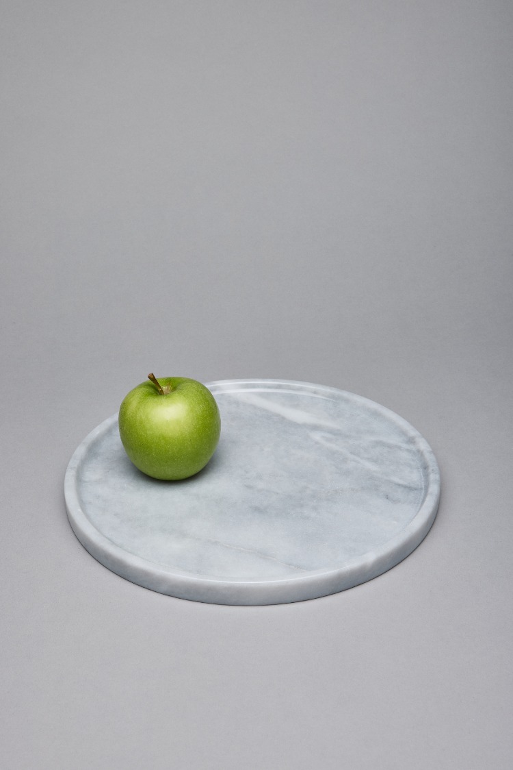 Doğal Mermer Yuvarlak Servis & Sunum Tahtası 25 Cm