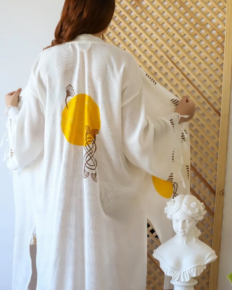 Premium El Yapımı Peştamal Kimono | Doğal Kök Boyalı - Plaj & SPA Kullanımına Uygun
