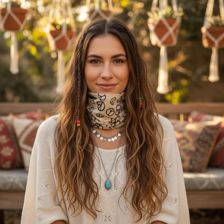 Barış Sembolü Desenli Çok Amaçlı Bandana Buff Boyunluk