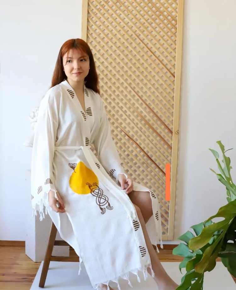 Premium El Yapımı Peştamal Kimono | Doğal Kök Boyalı - Plaj & SPA Kullanımına Uygun