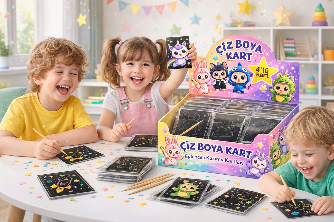 Çiz Boya Kart 4'lü 60 PK 240 Adet