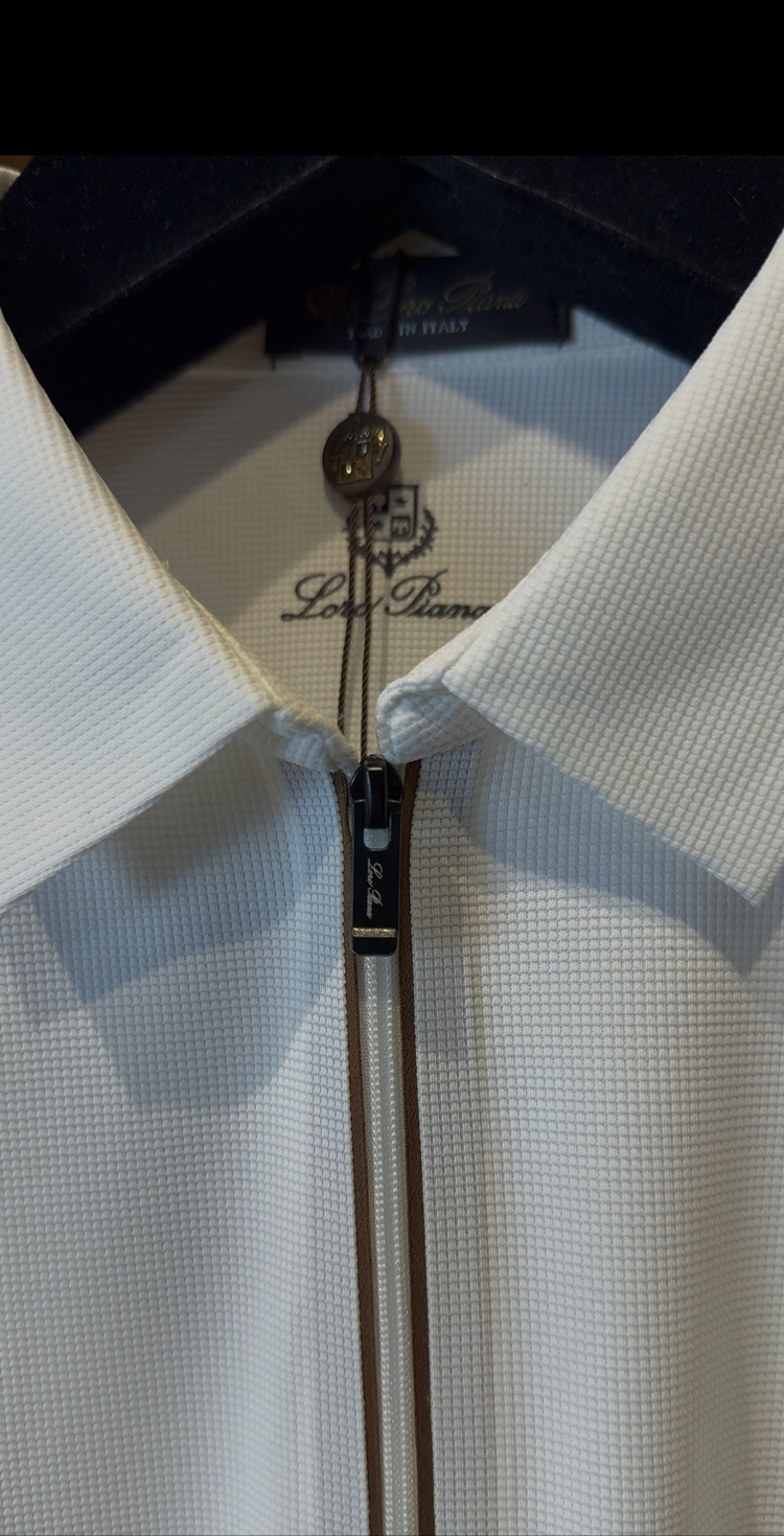 Loro Piana Özel Kumaş Polo Yaka Beyaz Tshirt