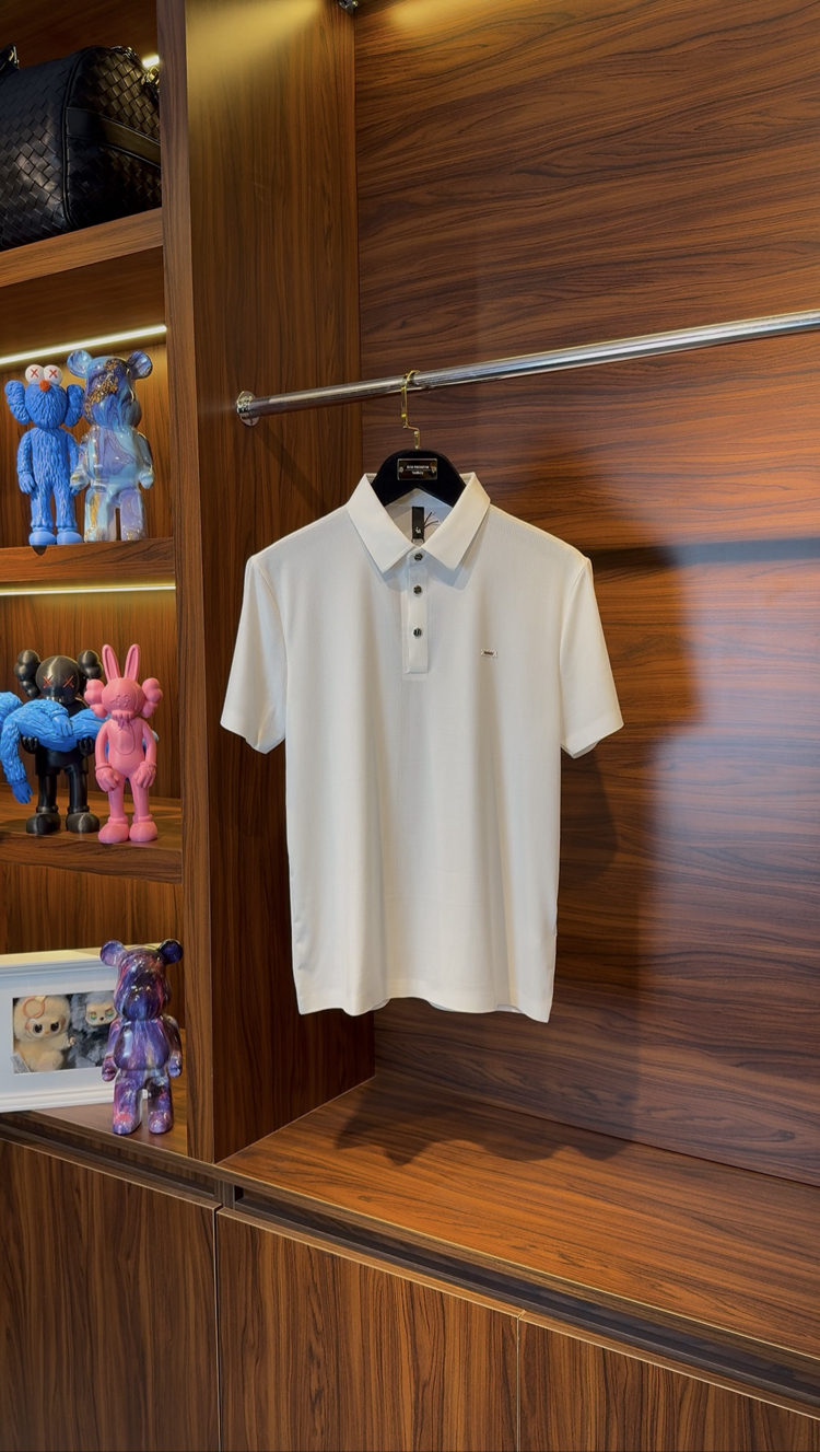 Zegna Özel Kumaş Polo Yaka Beyaz Tshirt ( 18040 )