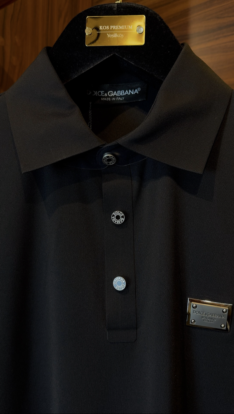 Dolce Gabbana Özel Kumaş Polo Yaka Siyah Tshirt P029