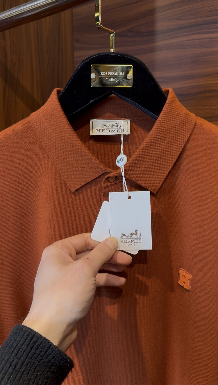 Hermes Özel Kumaş Polo Yaka Kremit Tshirt