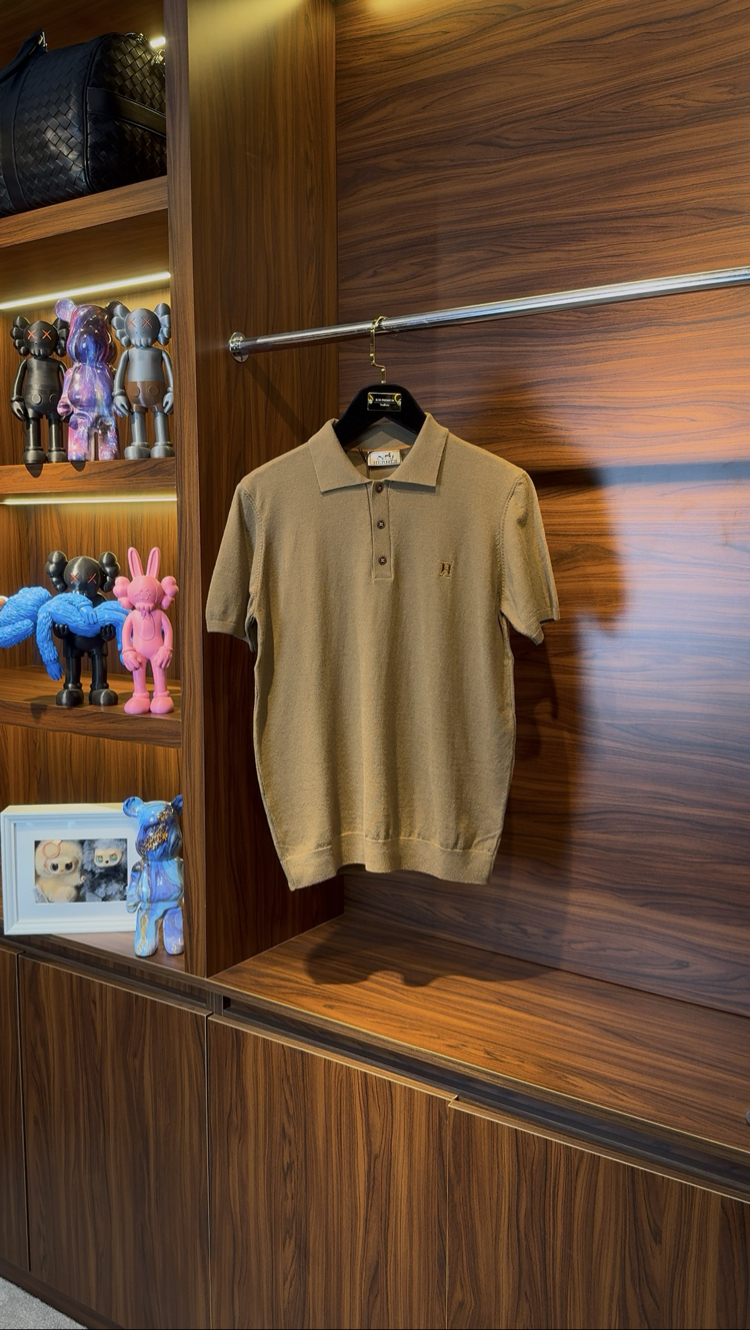 Hermes Özel Kumaş Polo Yaka Taba Tshirt V152