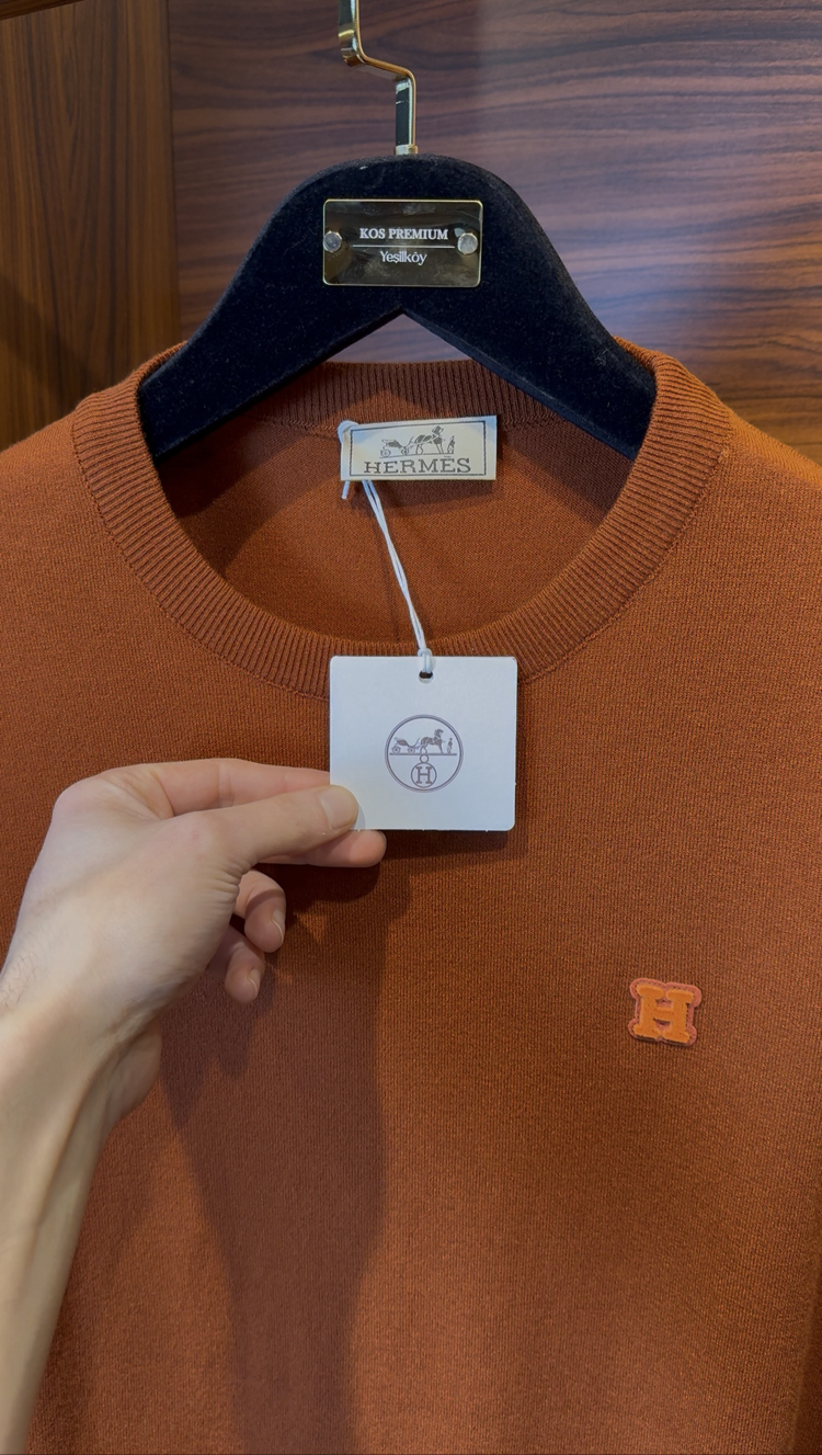 Hermes Özel Kumaş Kremit Rengi Tshirt V155